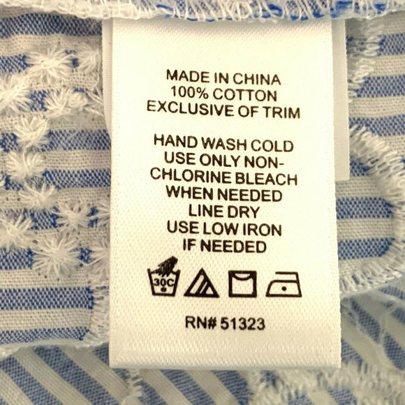 CeCe Cottage Core Crop Top Womens M Boho Puff Sleeve Striped Embroidery - Picture 10 of 10